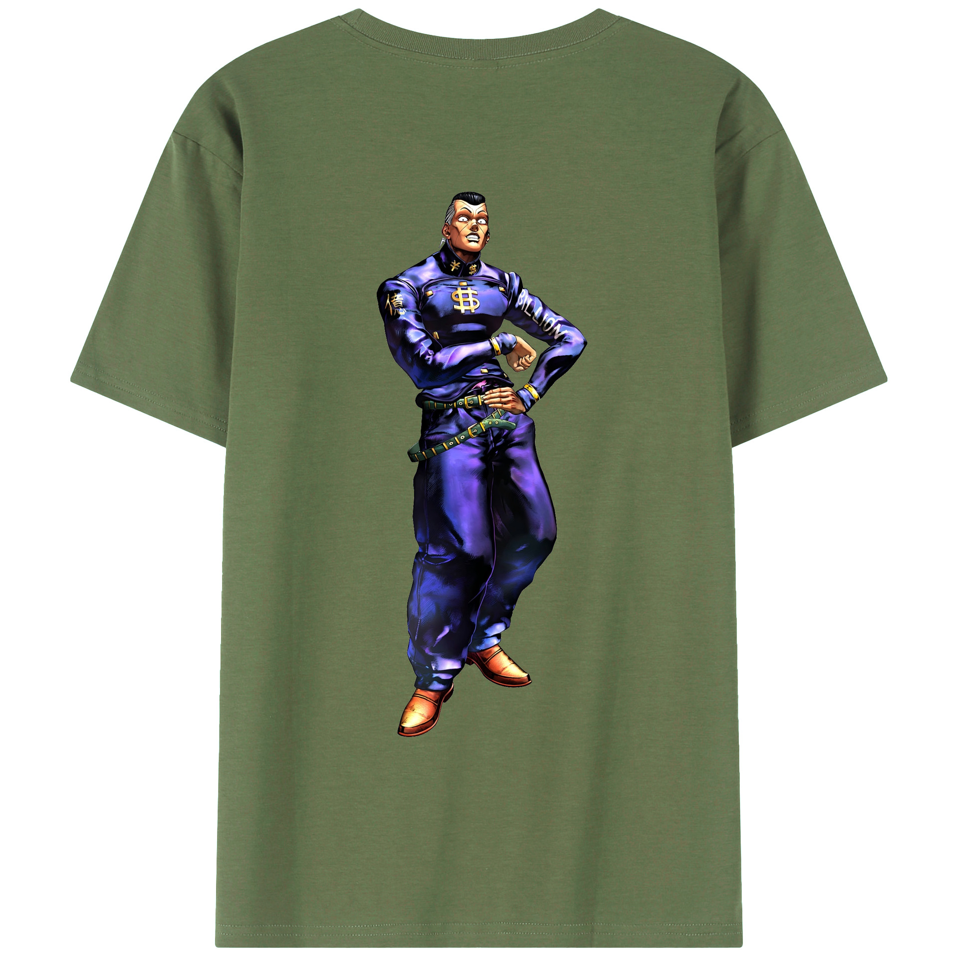 （画像用） ジョジョの奇妙な冒険 虹村億泰 にじむら おくやす JoJo's Bizarre Adventure Nijimura Okuyasu 綿100％ メンズ半袖Tシャツ（バックプリント） 通気性